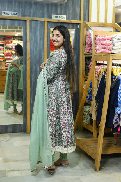 Floral cotton frock suit