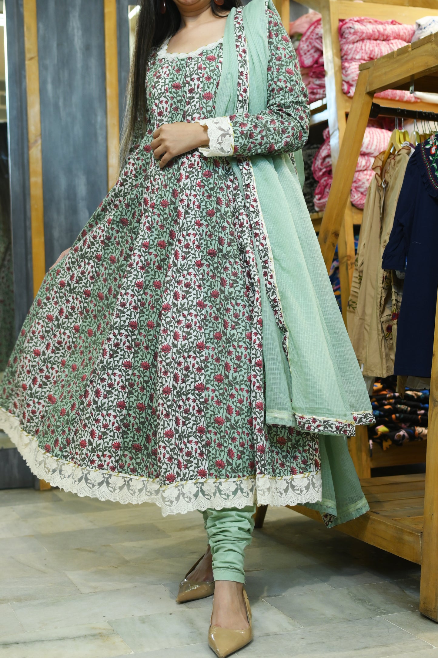 Floral cotton frock suit