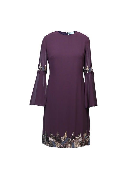 Bell sleeve Reshmi dress-maroon