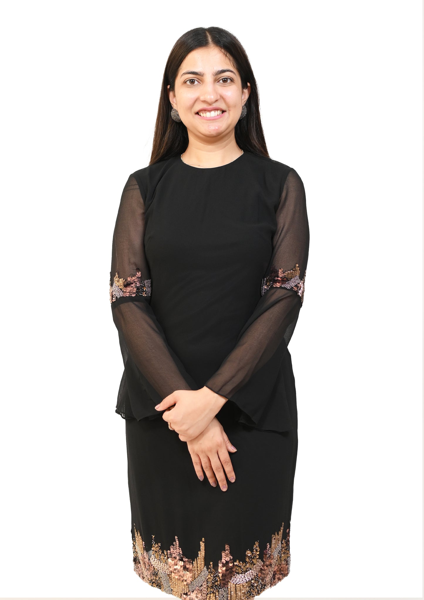 Bell sleeve reshmi dress-black