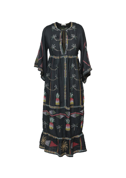 Linen forest dress-black