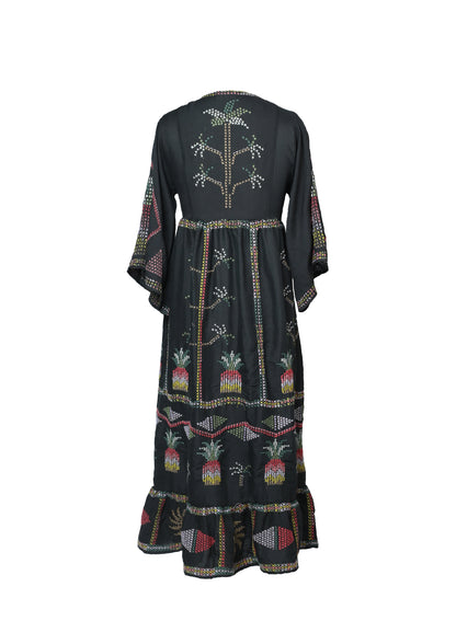 Linen forest dress-black