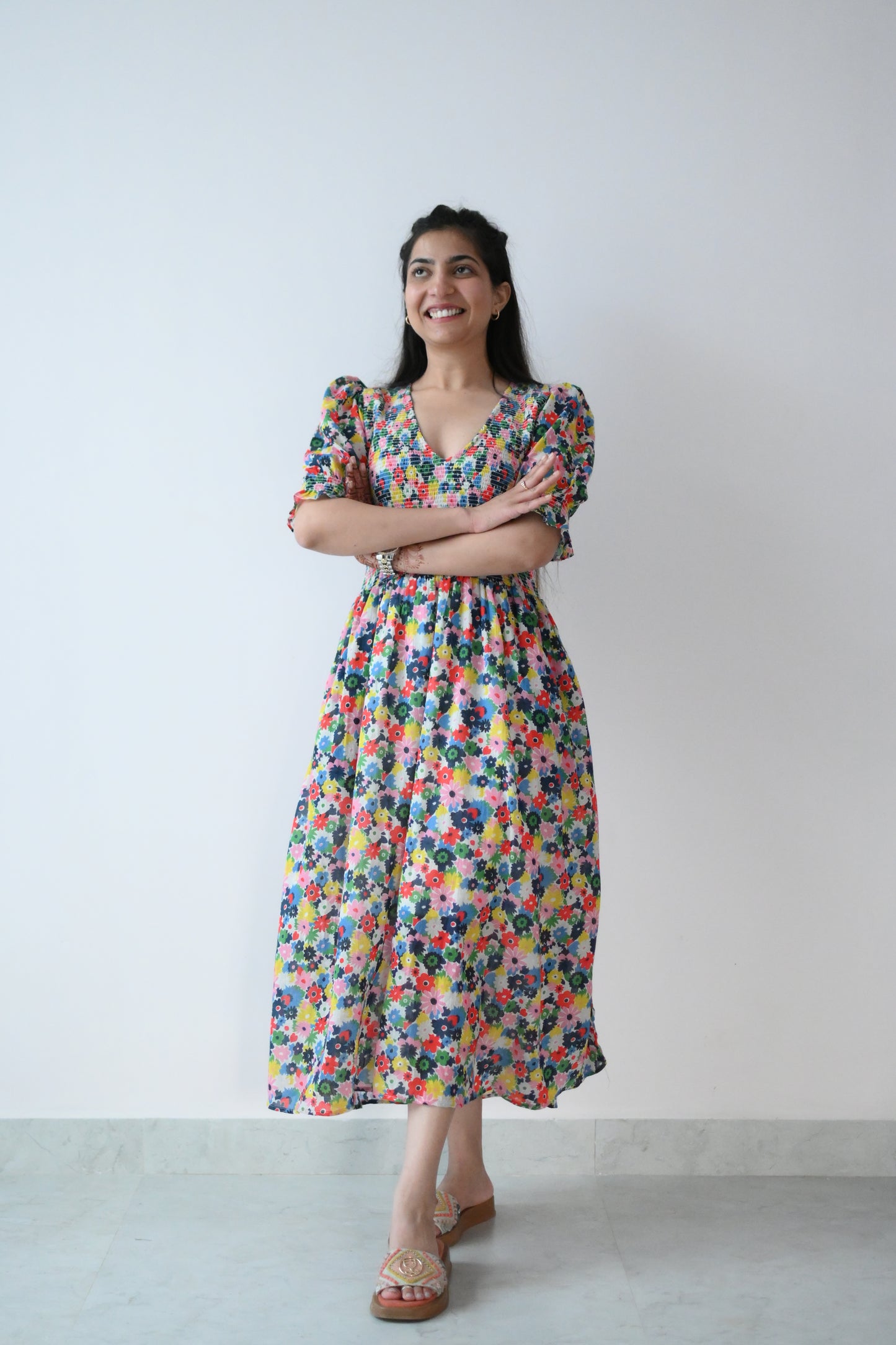 Printed smock dress