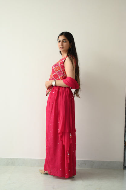 Jas radha set hot pink