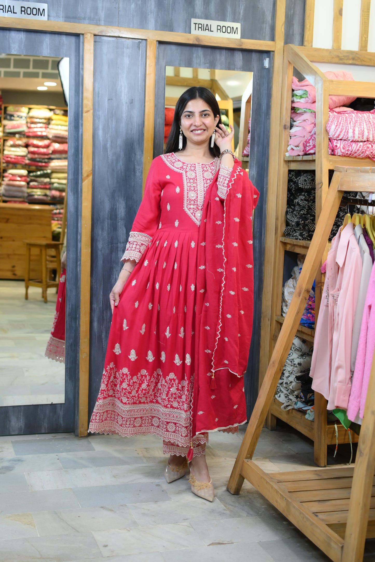 Red teej suit