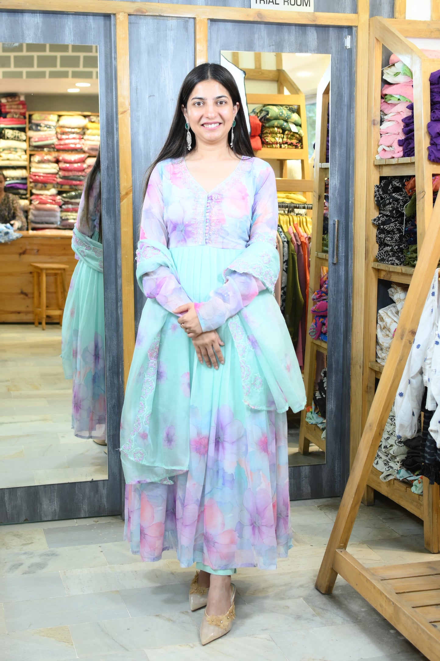 Pastel flower frock suit