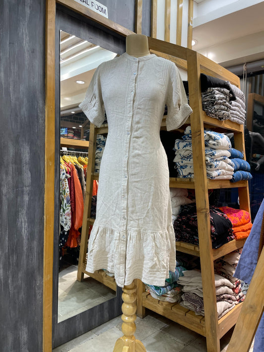 Linen emb dress