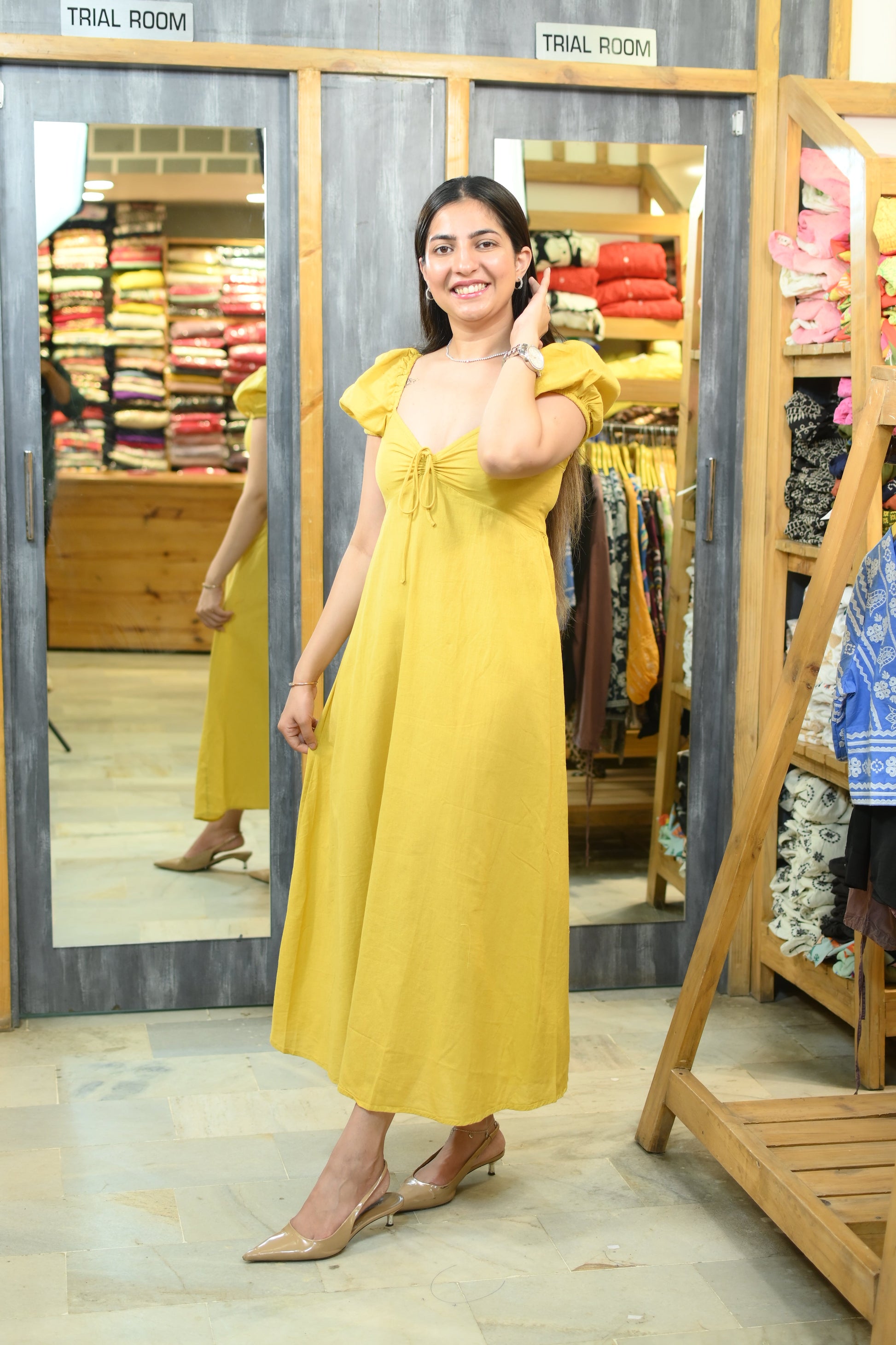 Banana yellow linen dress - Yáshicá