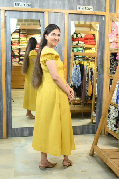 Banana yellow linen dress - Yáshicá