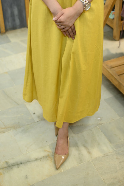 Banana yellow linen dress - Yáshicá